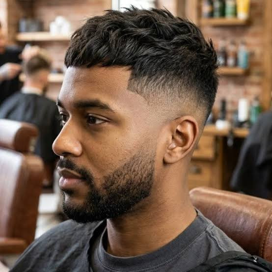 Short Fringe Visual Idea — Mid Taper Fade