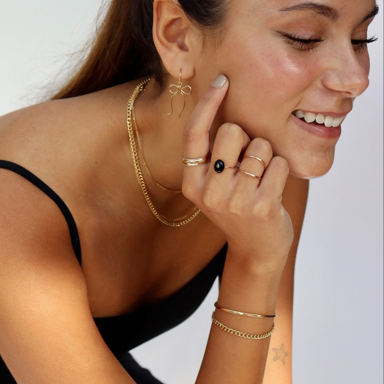 Gold Jewelry Ensemble: Necklaces, Rings, and Earrings — Gold Jewelry Stack