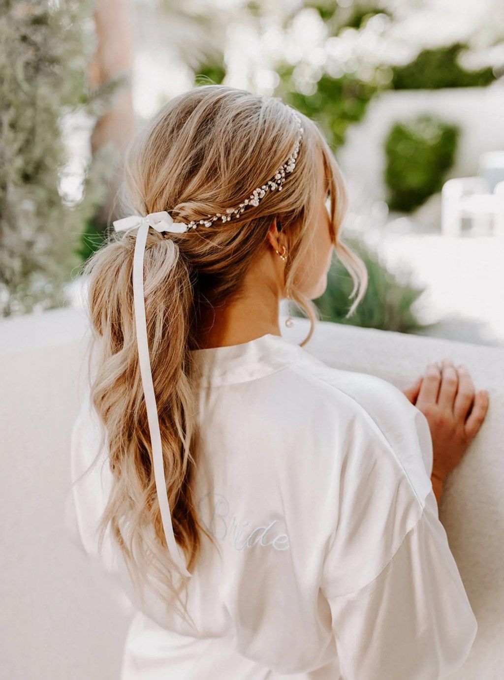 Blonde Low Ponytail With Braided Crown — Low Ponytail with Bow
