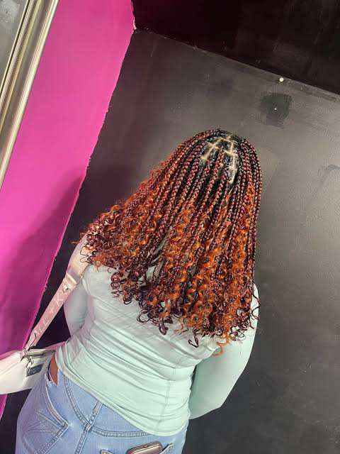 Shoulder-Length Box Braids Ginger and Dark Brown Mix Shoulder-Length Box Braids Ginger and Dark Brown Mix — Ginger Braids