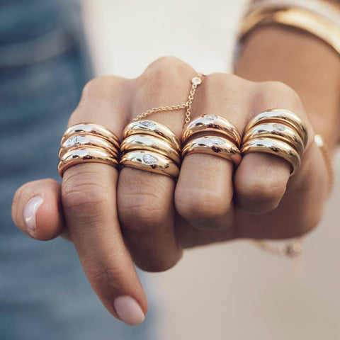 Bold Dome Rings with Diamond Accents Bold Dome Rings with Diamond Accents — Stacked Rings