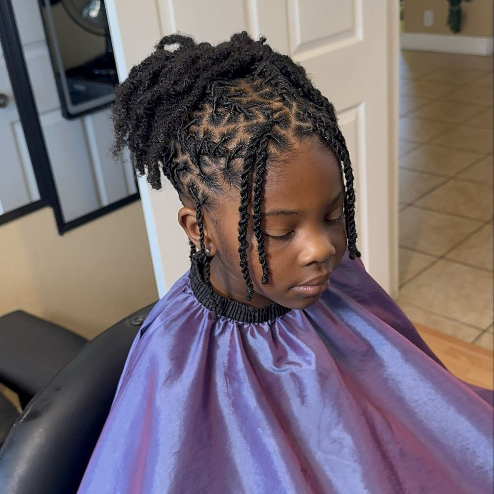 Shoulder-Length Braids in a High Ponytail Shoulder-Length Braids in a High Ponytail — Kids Knotless Braids