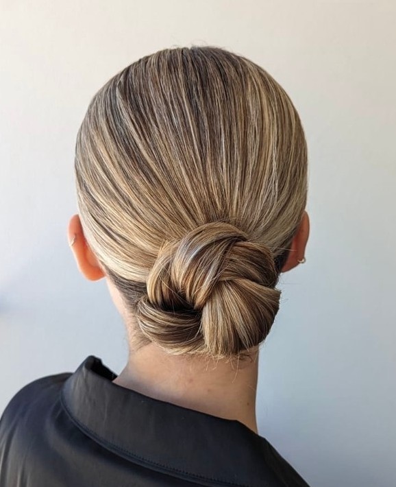 Smooth Ash Blonde Braided Bun — Swim Hairstyles
