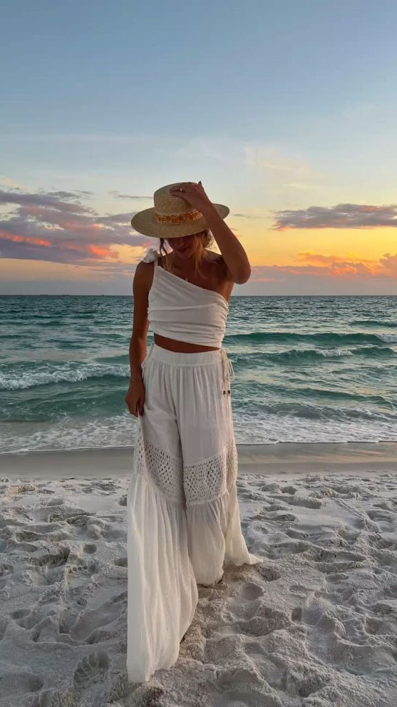 Effortless White Set with Crochet Accents — Costa Rica Outfits