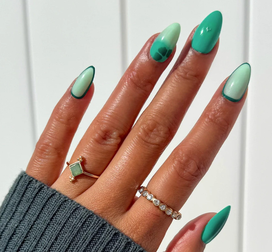 Clean Lines Even Color Visual Idea — Turquoise Nails