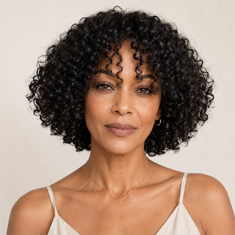 Curly Layered Bob With Curtain Bangs Curly Layered Bob With Curtain Bangs — Haircuts for Black Women Over 50