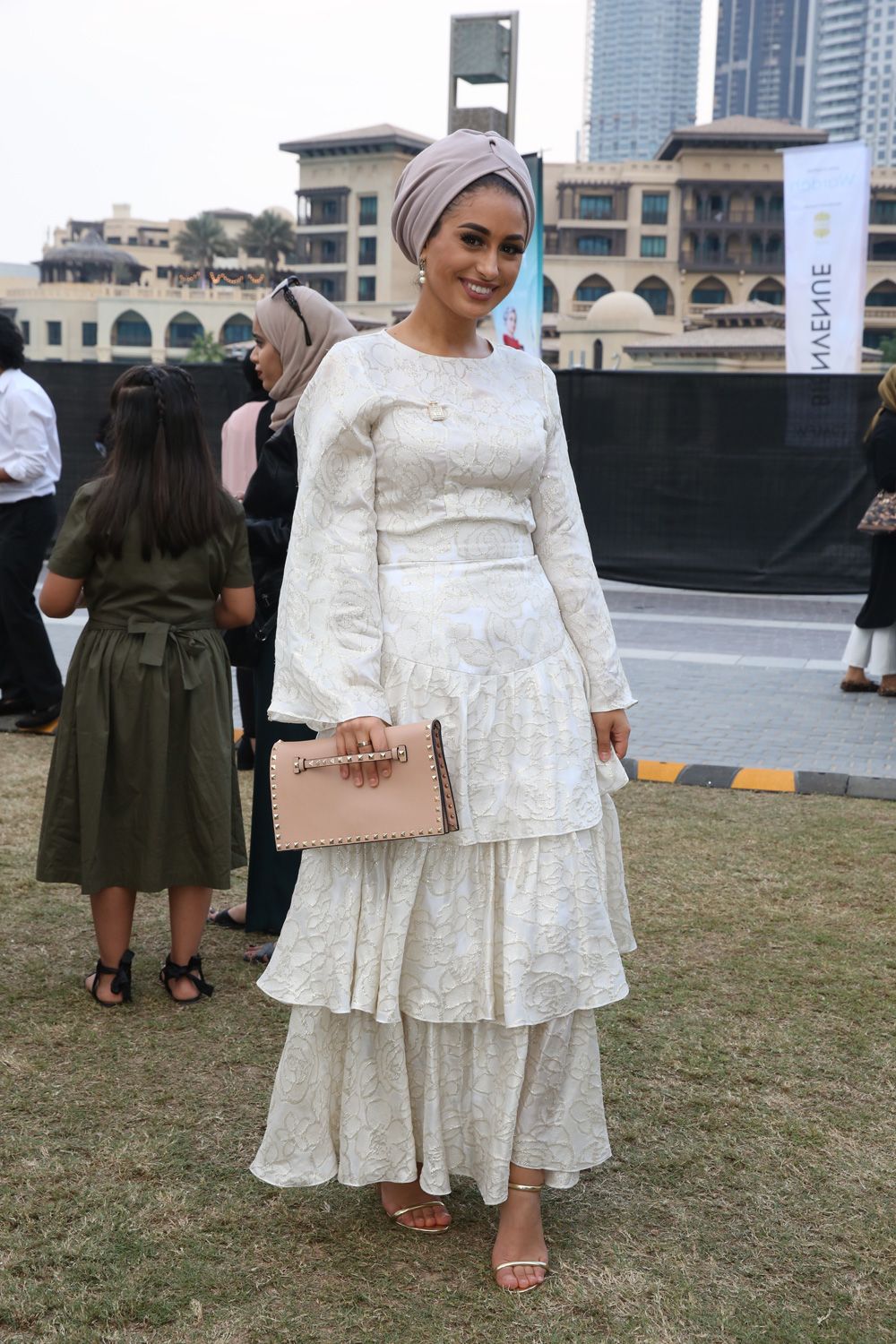 Modest Daytime Event: Tiered White Dress Modest Daytime Event: Tiered White Dress — Dubai Outfits