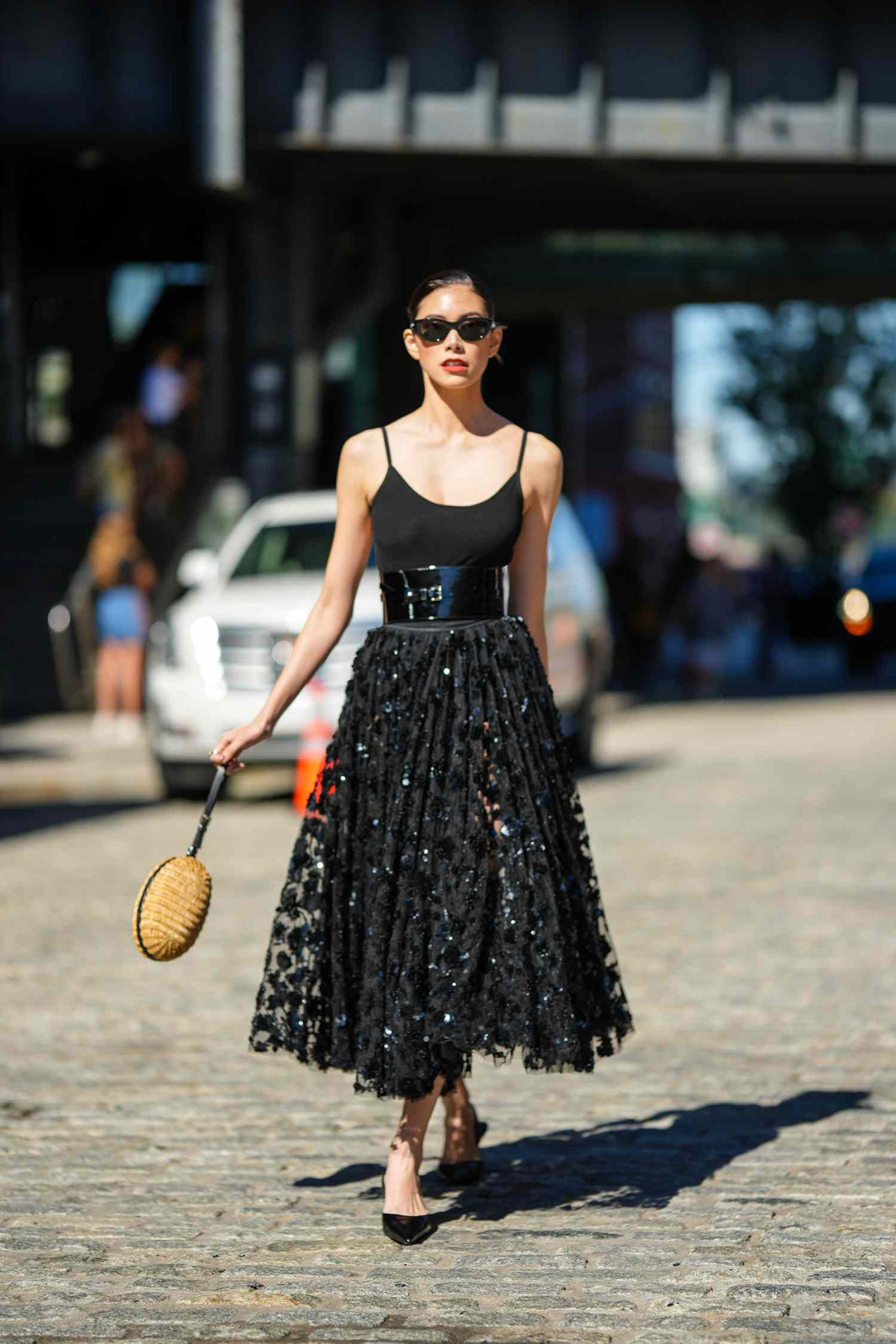 Black Sequined Tulle Skirt with Spaghetti Strap Top Black Sequined Tulle Skirt with Spaghetti Strap Top — Tulle Skirts