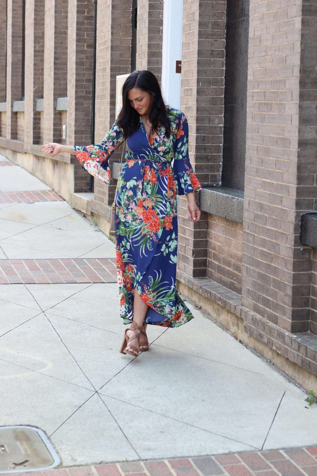 Bohemian Maxi Wrap Dress with Bold Floral Print — Wrap Dress Outfits