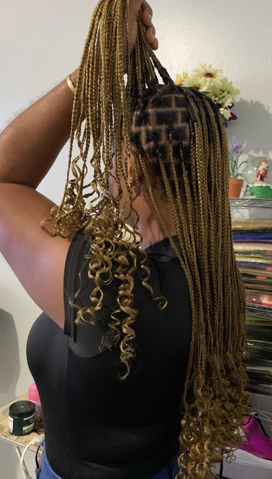 Honey Blonde Small Box Braids with Defined Curls — Knotless Braids with Curls