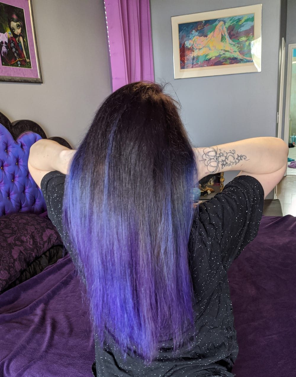 Vibrant Purple Ombre on Straight Hair — Purple Black Hair