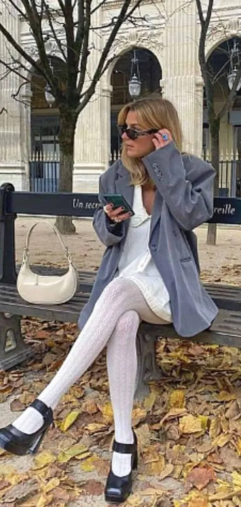 Fashion-Forward Casual: Platform Mary Janes with Mini Dress and Blazer Fashion-Forward Casual: Platform Mary Janes with Mini Dress and Blazer — Mary Jane Outfits