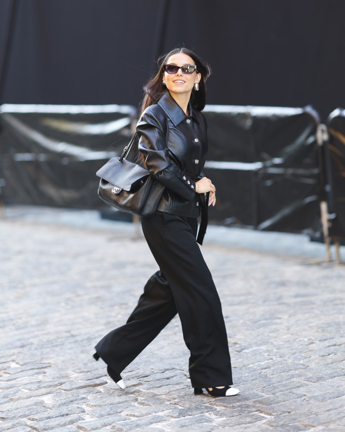 Black Leather Handbag for Street Style Polish — Designer Bags