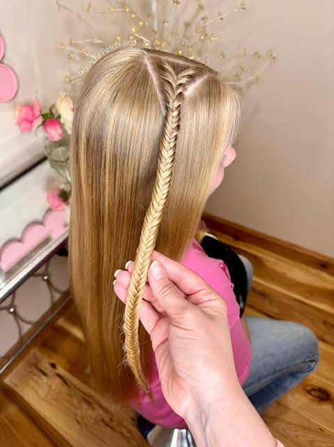 Blonde Fishtail Braid with Bangs Blonde Fishtail Braid with Bangs — Little Girl Braids