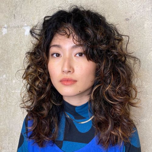 Air-Dried Shag With Wispy Curtain Bangs — Bangs for Round Face