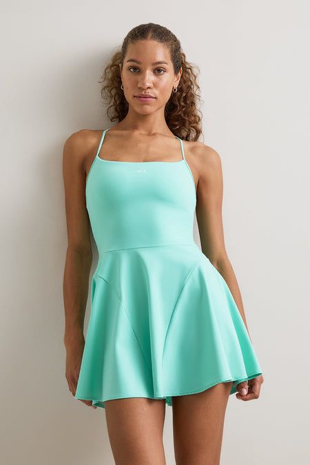 Mint Green Exercise Dress with Flared Skater Skirt — Exercise Dresses