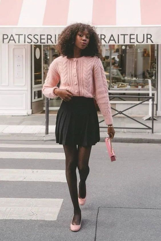 Playful Pink with Ballet Flats and Fishnets Playful Pink with Ballet Flats and Fishnets — Ballet Flats Outfits
