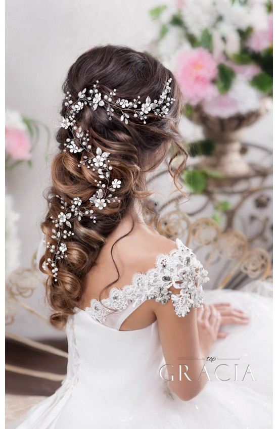 Dark Brown With Caramel Highlights Visual Idea — Bridal Hair Accessories