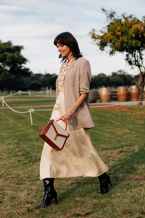 Smart Casual Event: Cream Slip Dress with Linen Blazer Smart Casual Event: Cream Slip Dress with Linen Blazer — Slip Dress Outfits