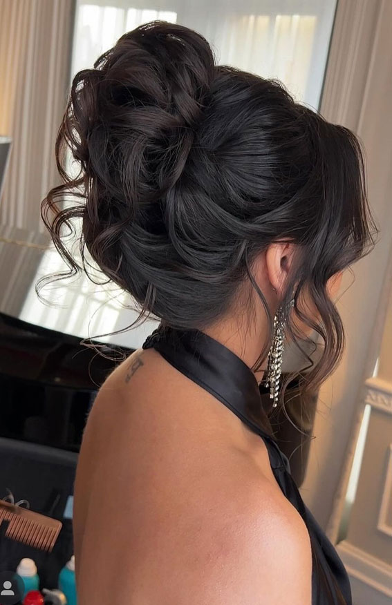 Dramatic Dark Brown Updo with Volume Dramatic Dark Brown Updo with Volume — Updos