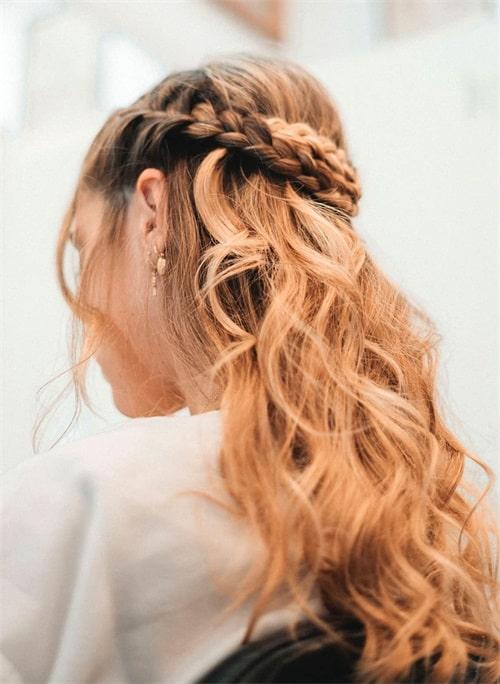 Honey Blonde Wavy Waterfall Braid