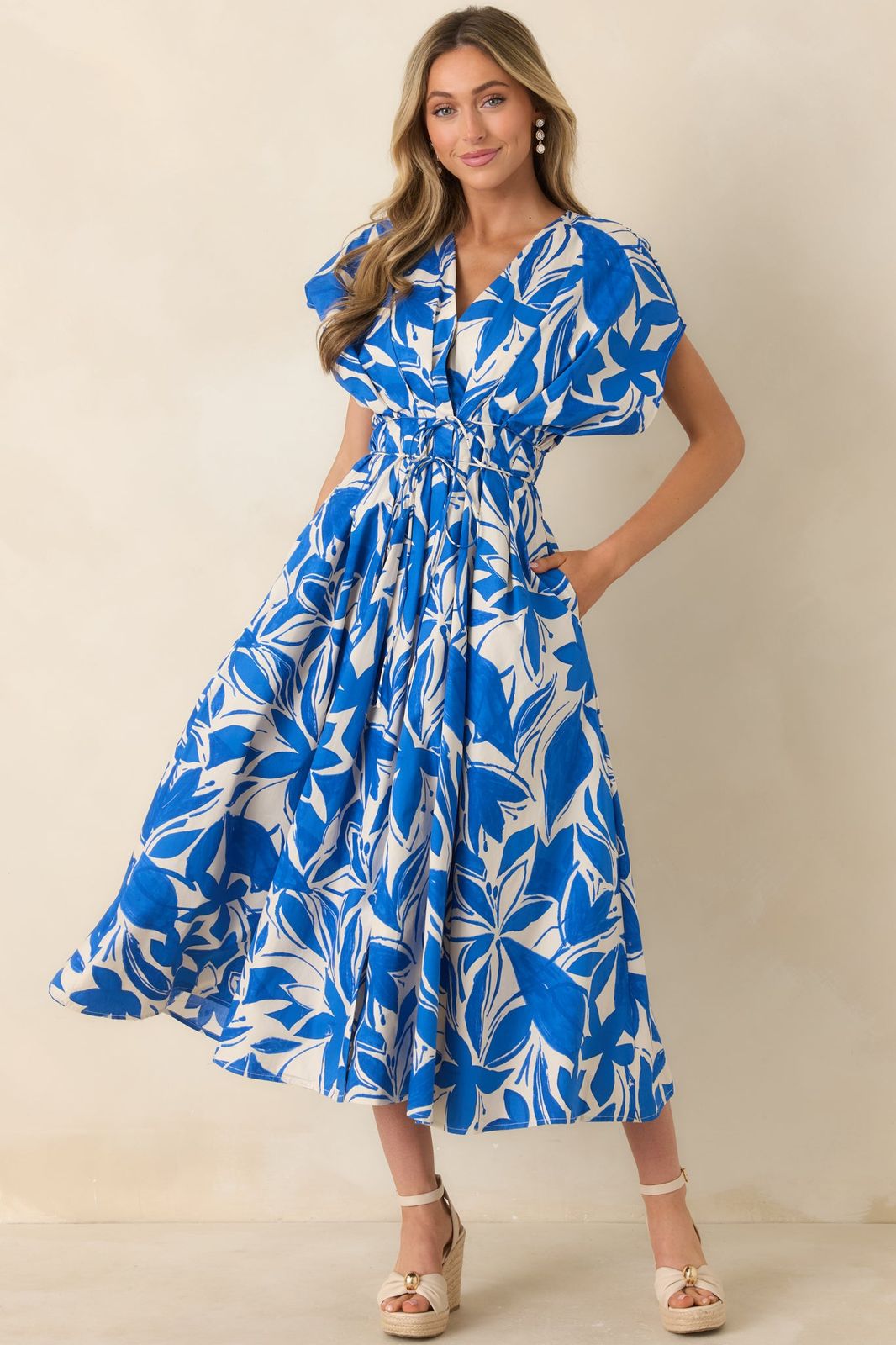 White Pastel Floral Maxi Dress with Puff Sleeves — Floral Dresses