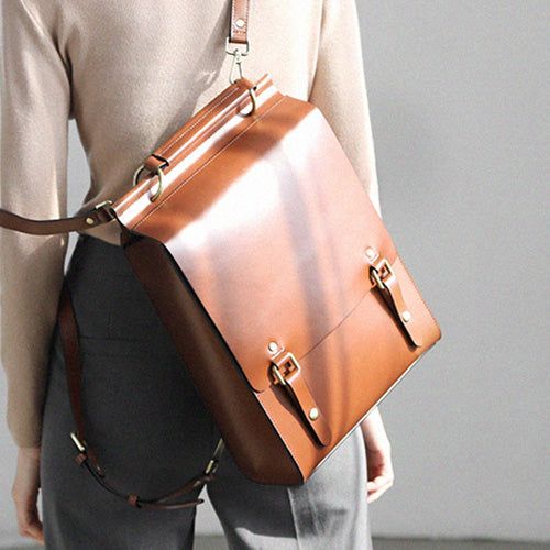 Tan Leather Backpack for Casual Sophistication — Laptop Bags for Women