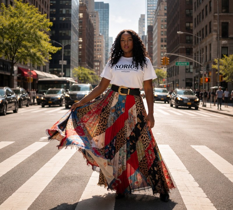 Graphic Tee with Pleated Maxi Skirt for a Fashion Event — Graphic Tee Outfits