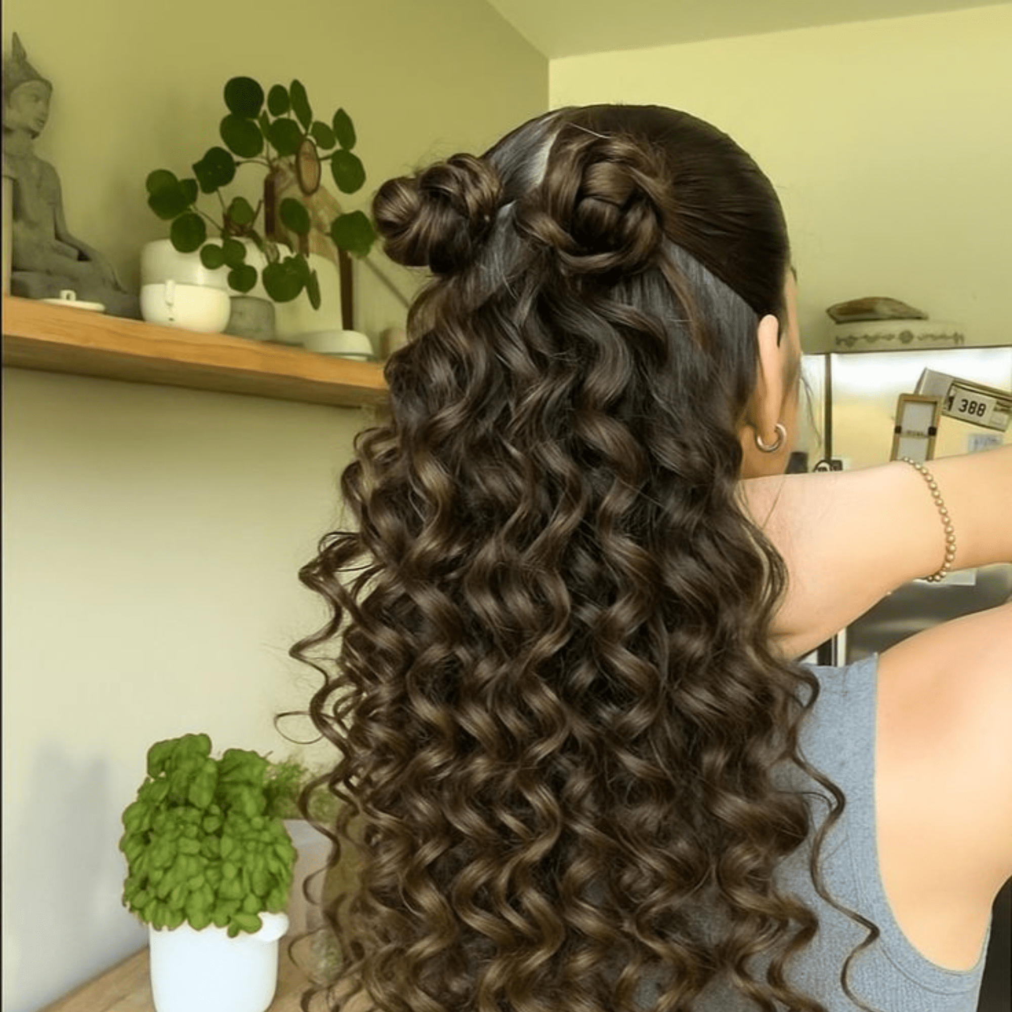 Half-Up Space Buns With Curls — Picture Day Hairstyles
