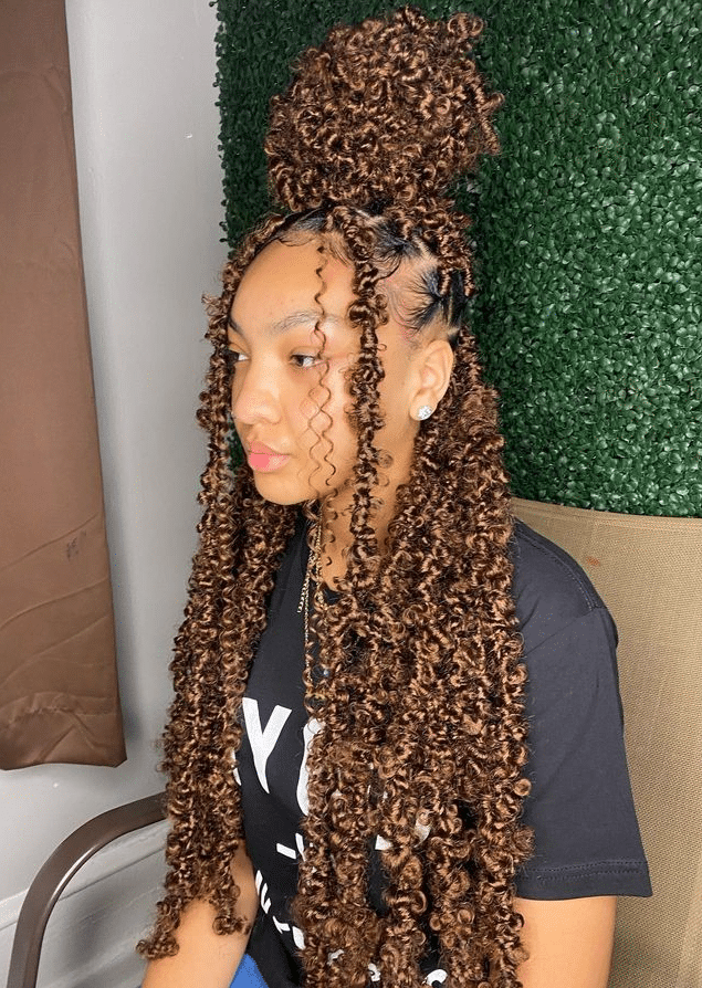 Brown Butterfly Locs Half-Up Half-Down