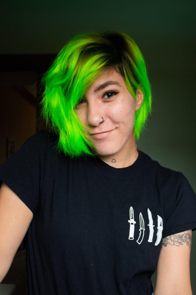 Asymmetrical Bob With Neon Green Texture Asymmetrical Bob With Neon Green Texture — Neon Green Hair