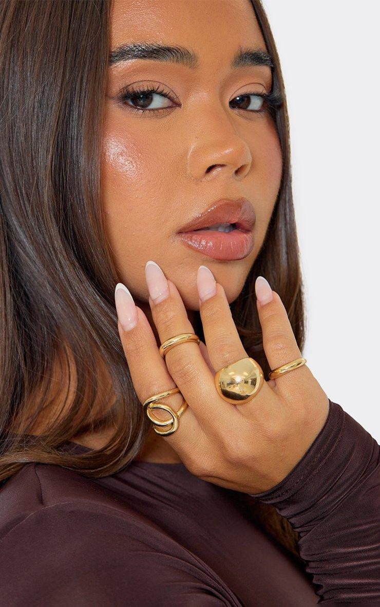 Large Dome Gold Ring with a Brown Top — Chunky Rings