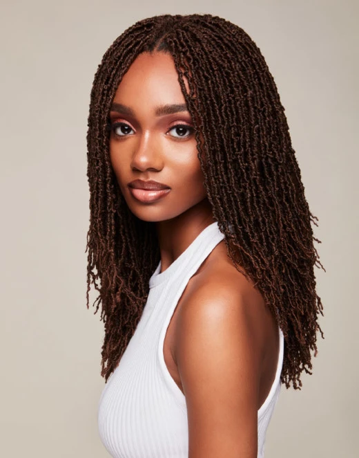 Polished Dark Brown Micro Locs