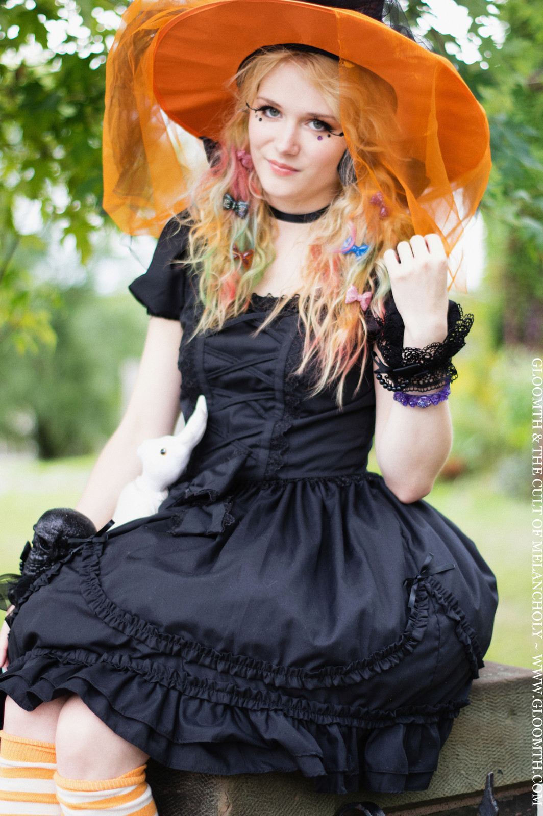 Lolita-Style Dress with Orange Witch Hat Lolita-Style Dress with Orange Witch Hat — Witchy Outfits