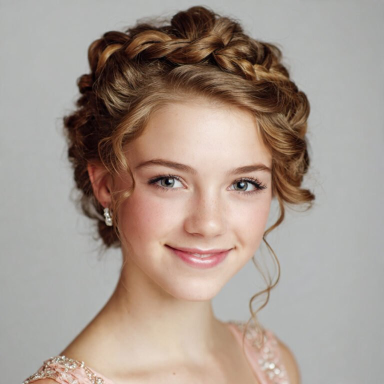 Light Brown Updo With Braided Crown Light Brown Updo With Braided Crown — Prom Hairstyles for Long Hair