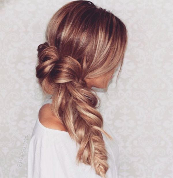 Chestnut Brown With Blonde Balayage Visual Idea — Fishtail Braid