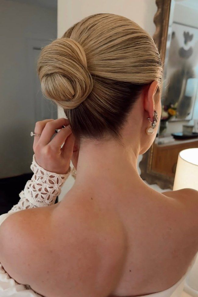 No Bangs Visual Idea No Bangs Visual Idea — Sleek Bun Wedding Hair