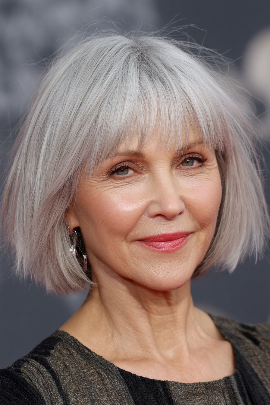 Silver Bob With Air-Dried Bangs — Bob with Bangs