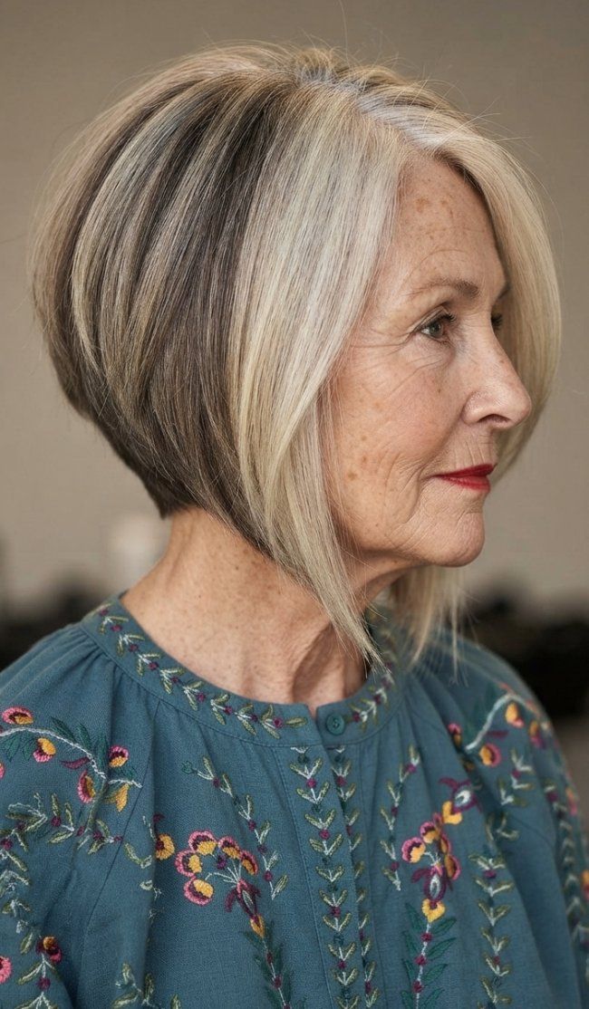 Blonde Inverted Bob With Dark Roots Blonde Inverted Bob With Dark Roots