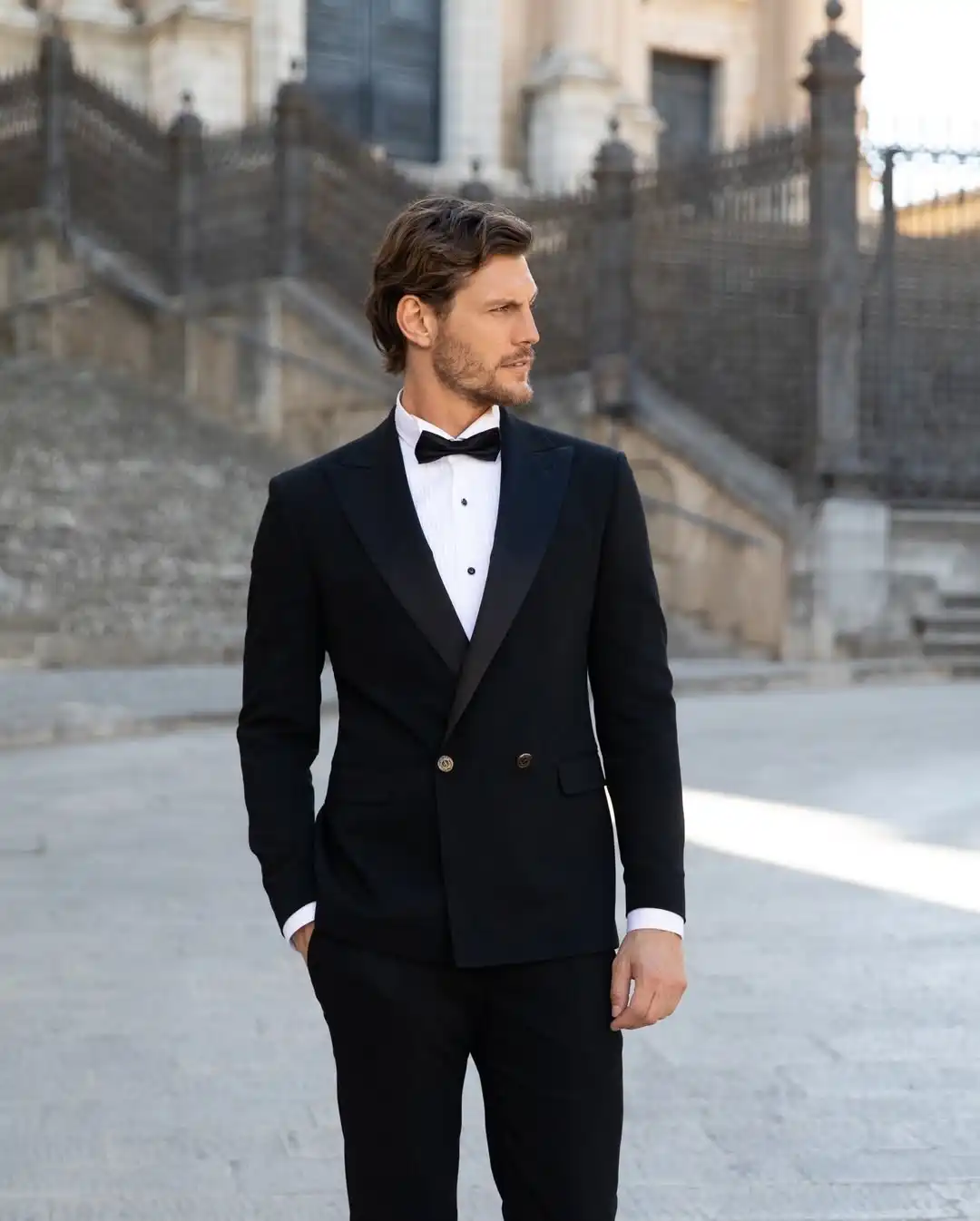 Sharp Black Double-Breasted Tuxedo for Formal Weddings — Mens Wedding Guest Outfits