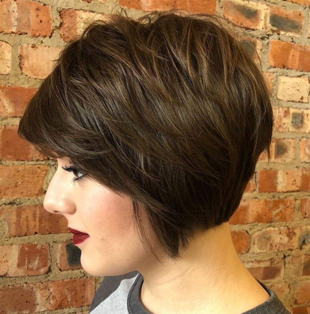 Short Stacked Bob with Textured Bangs