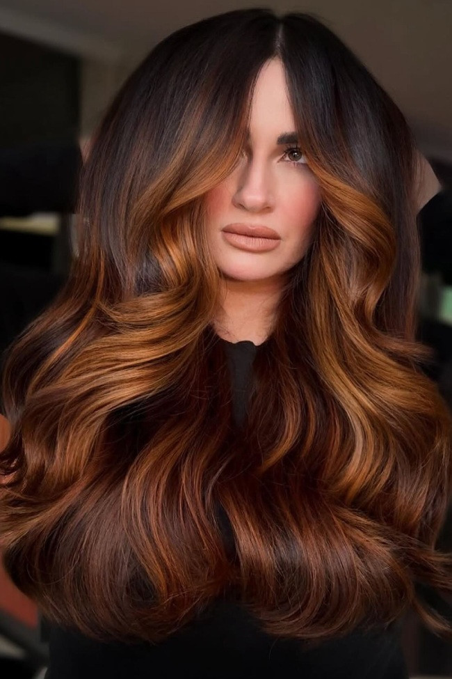 Dark Chocolate With Copper Balayage Dark Chocolate With Copper Balayage — Copper Brown Hair