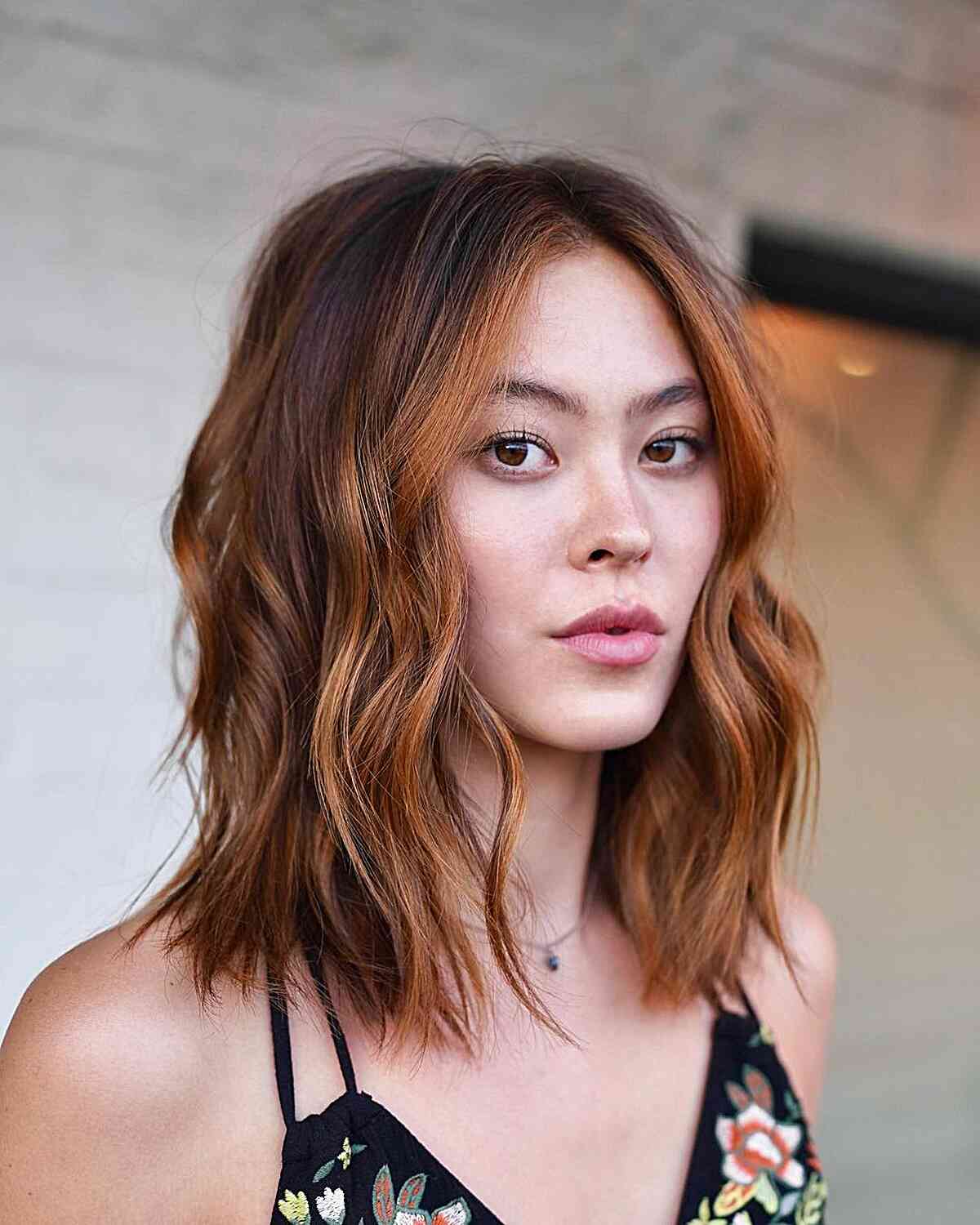 Layered Bob With Copper Highlights — Choppy Layers