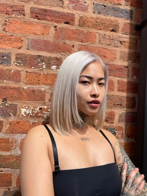 Sleek Ash Blonde Chin Bob Sleek Ash Blonde Chin Bob — Hair Color for Asian Hair