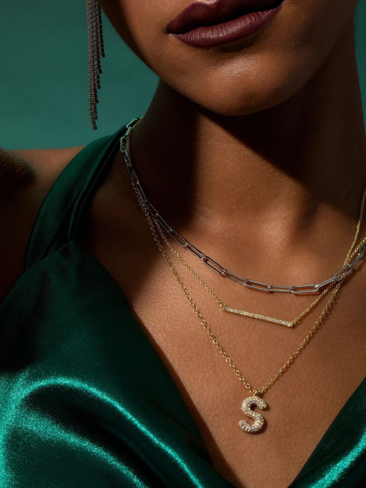 Sparkling Pavé Bubble Letter Initial Necklace Sparkling Pavé Bubble Letter Initial Necklace — Initial Necklaces