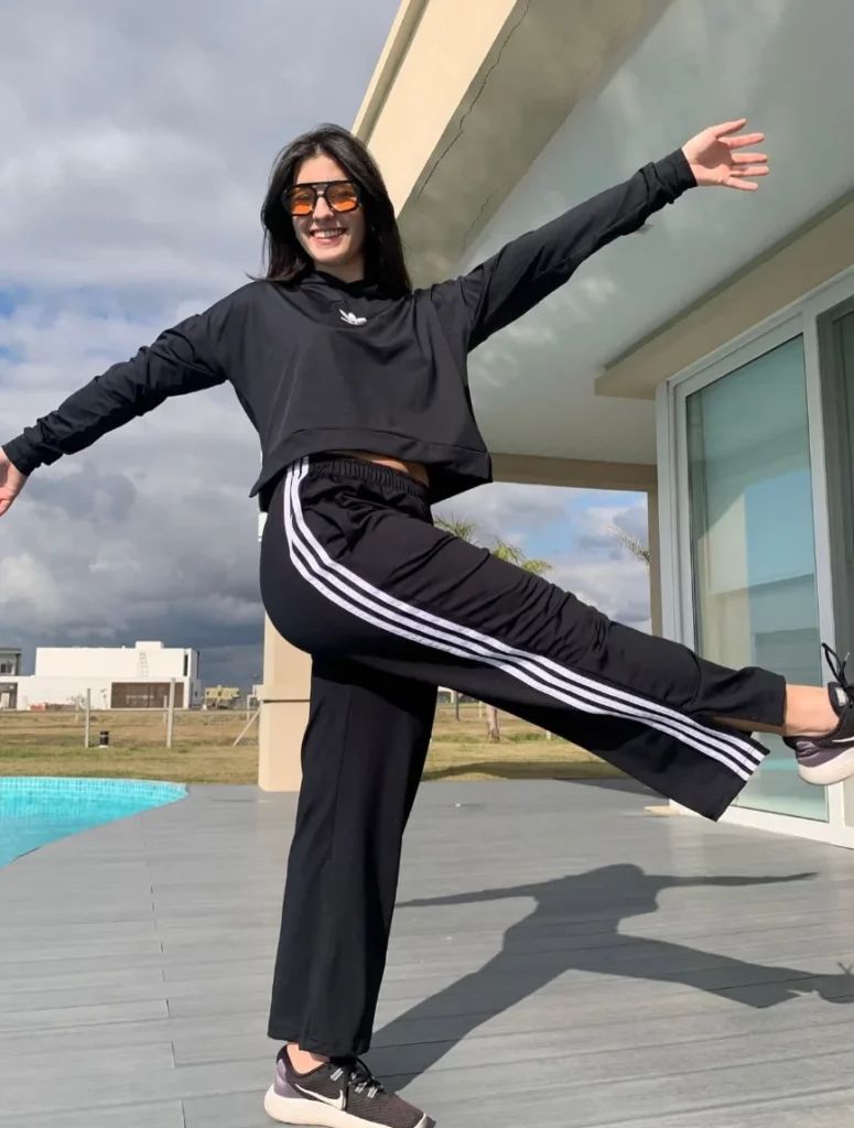 Black Adidas Tracksuit with Cropped Hoodie and Flared Pants — Track Jacket Outfits