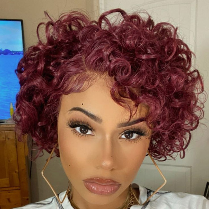 Short Burgundy Cut With Wispy Bangs — 3B Hairstyles