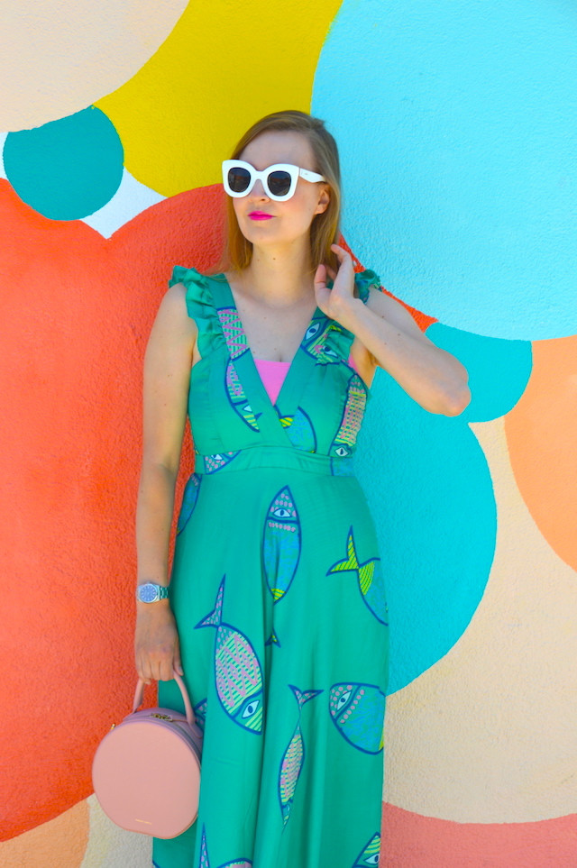Fish Print Dress with Bralette for a Themed Aquarium Day — Aquarium Outfits