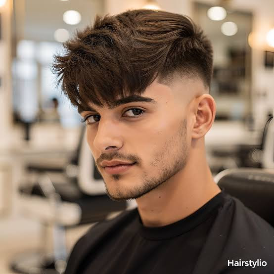 Short On Sides Longer On Top Choppy Fringe Blowout Taper