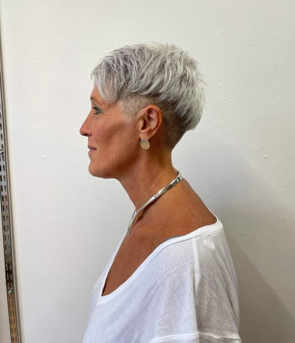 Gray Pixie With Undercut Detail Gray Pixie With Undercut Detail